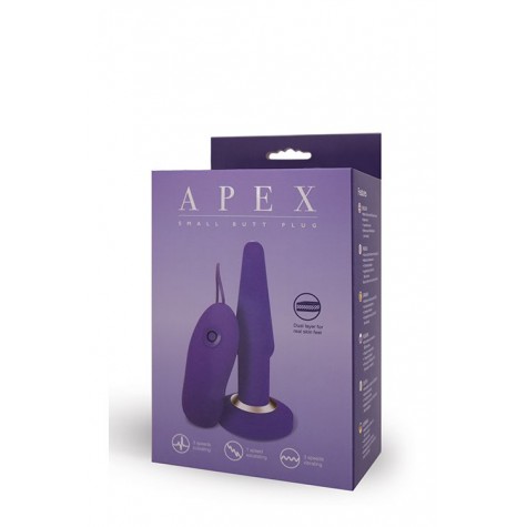 Фиолетовая анальная вибропробка APEX BUTT PLUG SMALL PURPLE - 14 см.